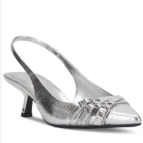 I.N.C. International Concepts Capeka Slingback Pump heels silver crinkle - 8.5 - Picture 1 of 14